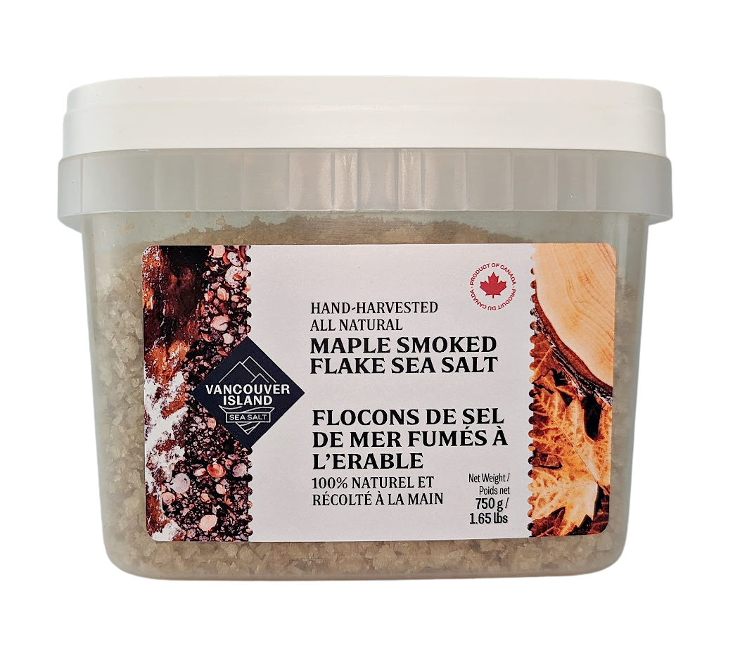 Maple smoked flake sea salt 750g chef bucket from Vancouver Island Sea Salt