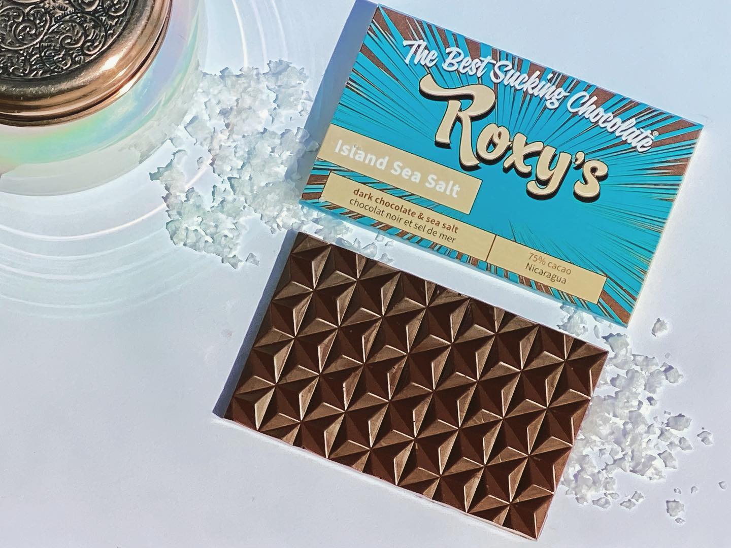 Roxy's Chocolate - Island Sea Salt Bar - 75% Dark Chocolate